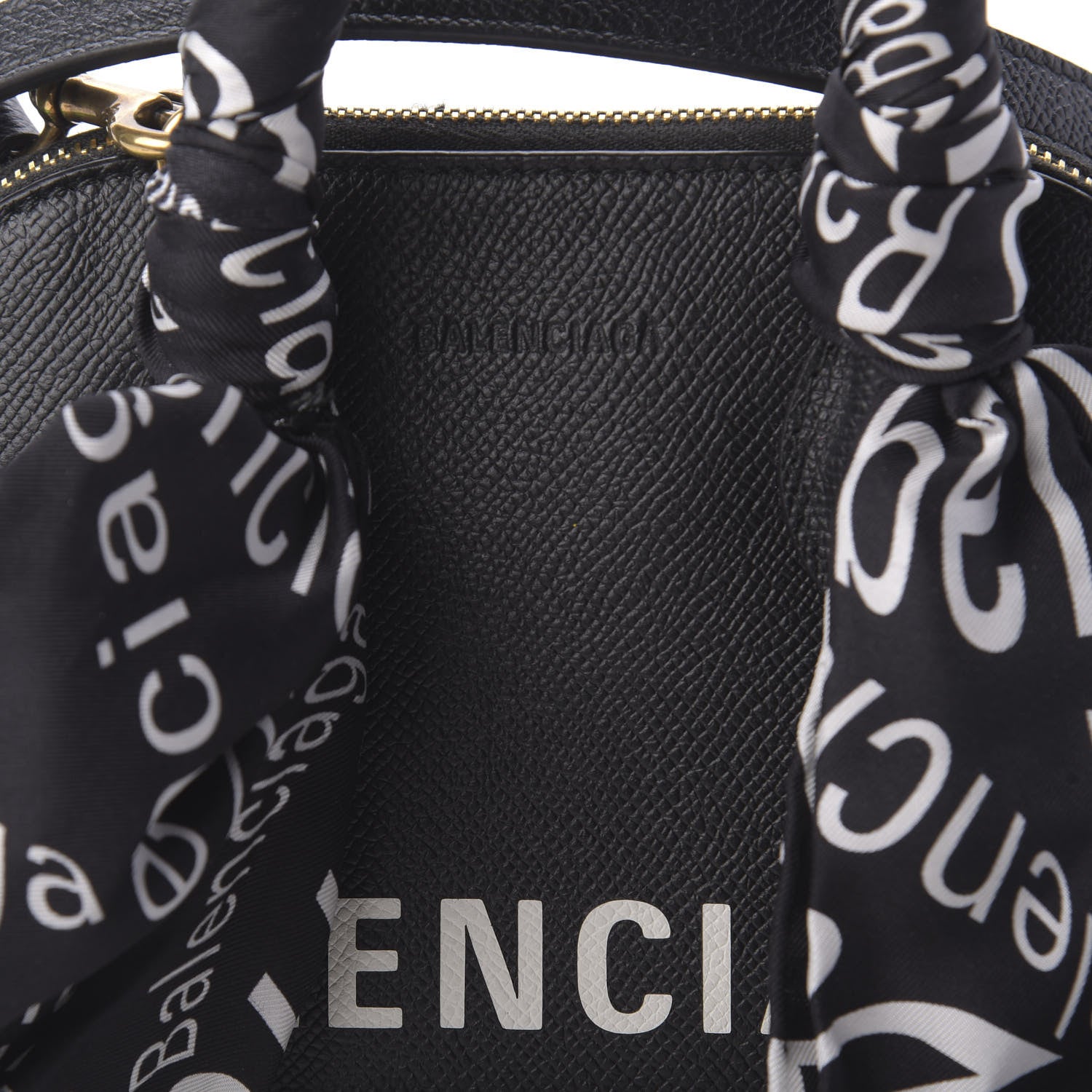 Balenciaga Grained Calfskin XXS Ville Top Handle Bag Scarf Black 9 of 9