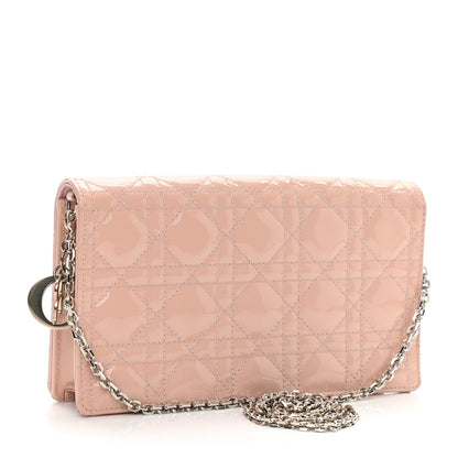 Christian Dior Patent Cannage Lady Dior Convertible Clutch Rose Des Vents 4 of 12