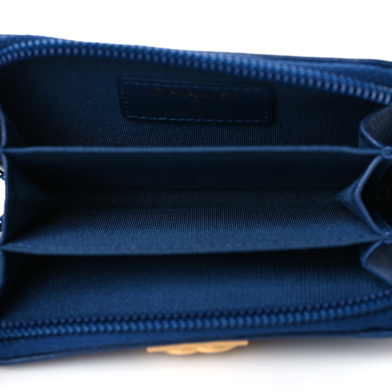 Chanel Lambskin Quilted Boy Zip Around Coin Purse Wallet Blue 5 of 8