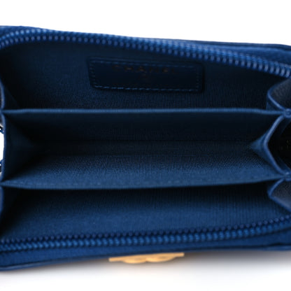 Chanel Lambskin Quilted Boy Zip Around Coin Purse Wallet Blue 5 of 8