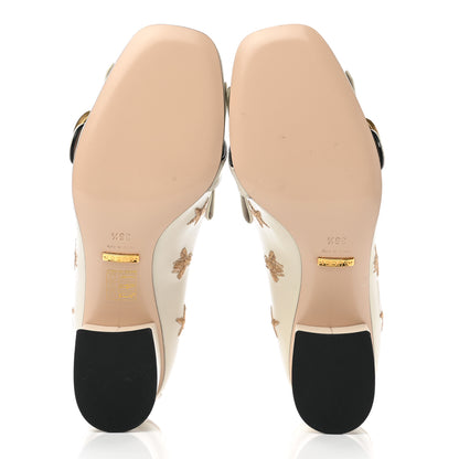 Gucci Quentin Goatskin Bee Star Embroidered GG Marmont Fringe 50mm Loafer Pumps 36.5 Mystic White 5 of 8