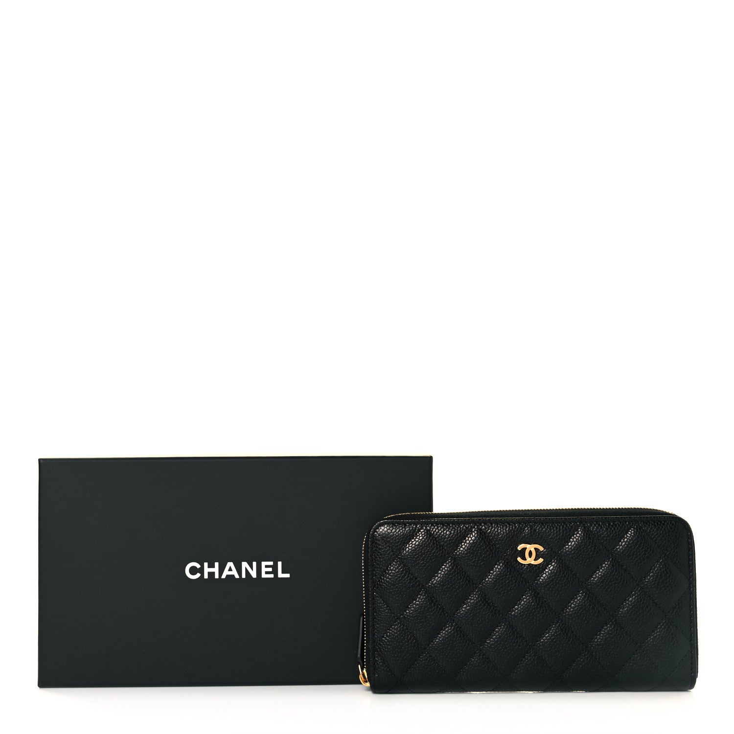 Chanel Caviar Quilted Large Gusset Zip Around Wallet Black 9 of 9