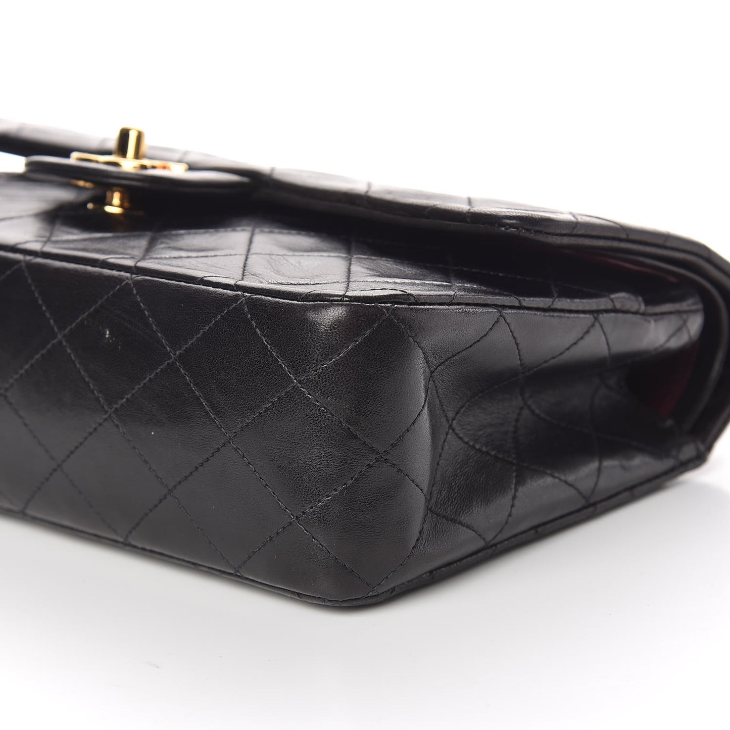 Lambskin Quilted Medium Double Flap Black