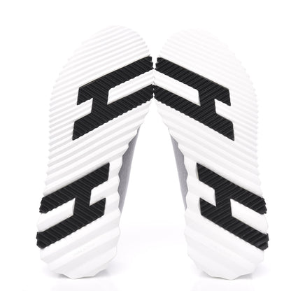 Hermes Technical Canvas Suede Goatskin Bouncing Sneakers 37 Gris White 5 of 8