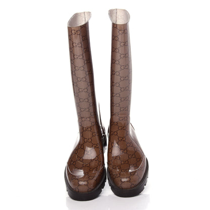 Gucci Rubber Monogram Edinburg Rain Boots 35 Transparent Cocoa 5 of 9