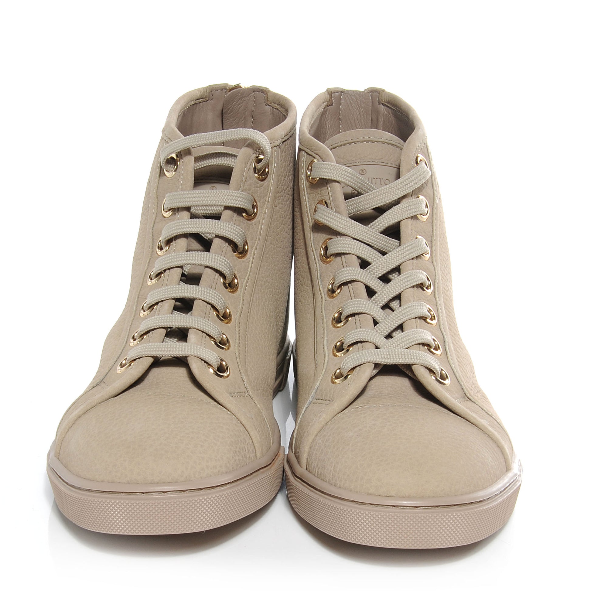 Louis Vuitton Nubuck Punchy High Top Sneakers 38.5 Beige 2 of 8