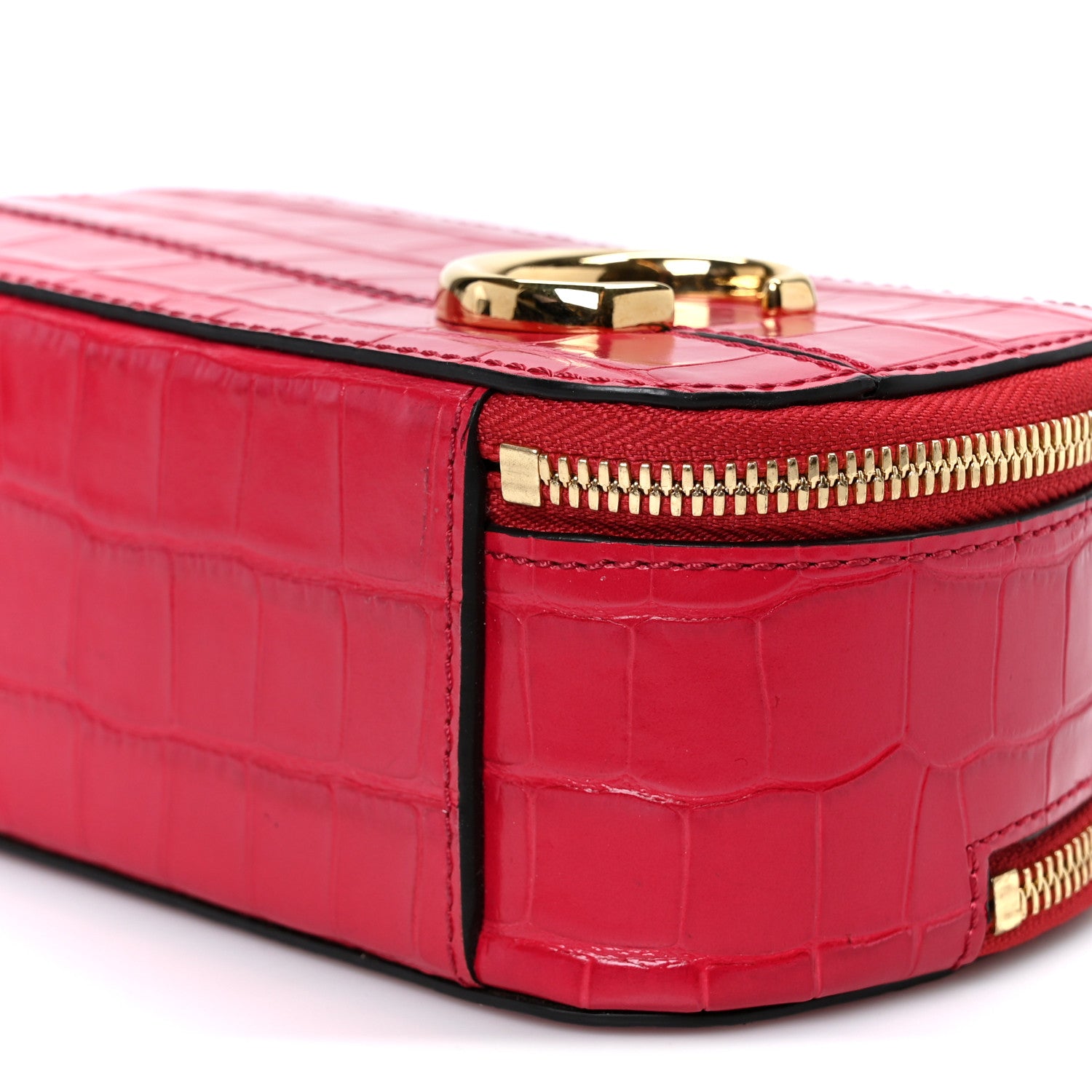 Chloe Calfskin Crocodile Embossed Mini C Vanity Bag Red 10 of 10