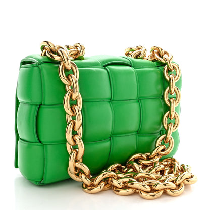 Bottega Veneta Lambskin Maxi Intreccio Padded Chain Cassette Crossbody Bag Grass 3 of 11