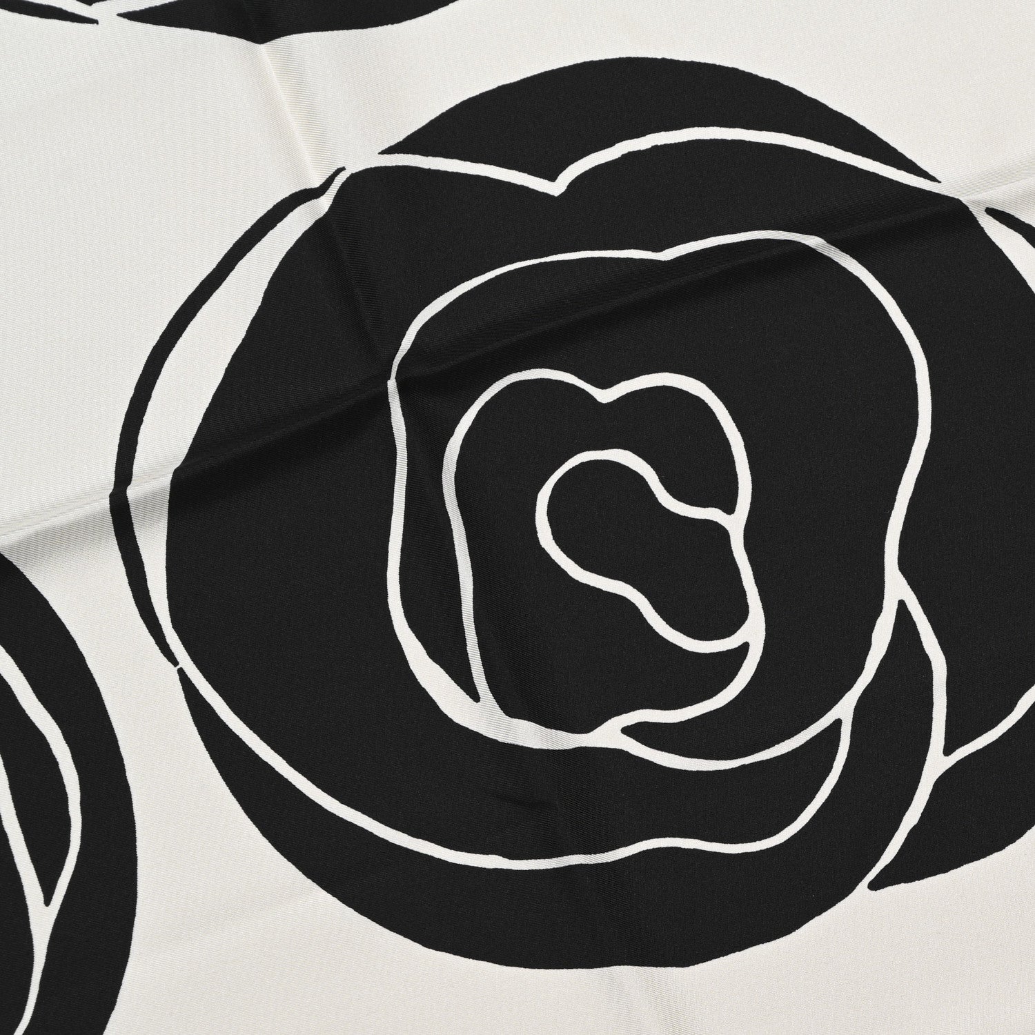 Chanel Silk CC Camellia Scarf Black White 2 of 5