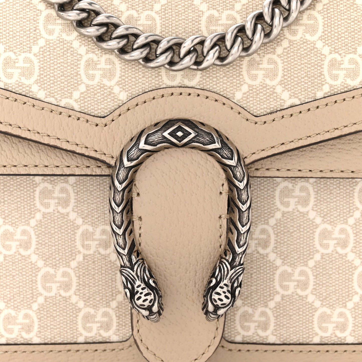 GG Supreme Monogram Textured Dollar Calfskin Mini Dionysus Shoulder Bag Beige Mystic White Oatmeal