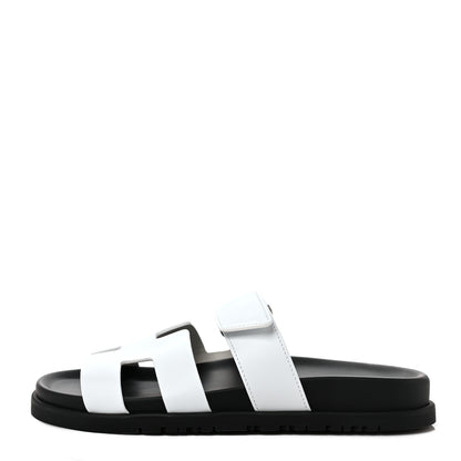Hermes Calfskin Womens Chypre Sandals 36.5 White 1 of 7