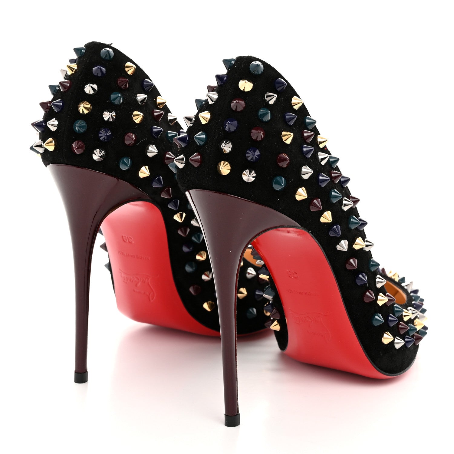 Christian Louboutin Velvet Follies Spikes 120 Pumps 39 Black Multicolor 4 of 7
