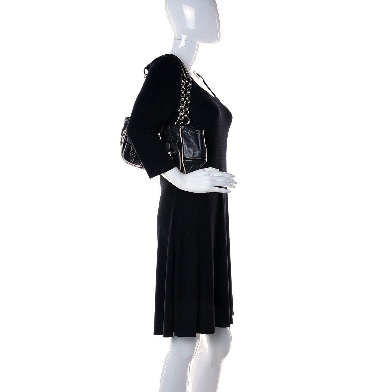 Prada Vitello Daino Front Pocket Hobo Black 2 of 10
