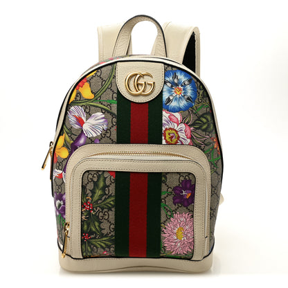 Gucci GG Supreme Monogram Flora Web Small Ophidia Day Backpack White 1 of 15
