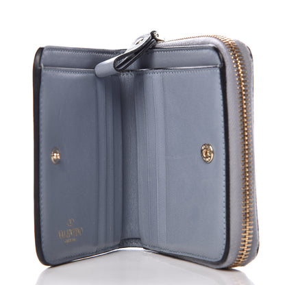 Valentino Garavani Nappa Rockstud Spike Compact Zip Around Wallet Blue 5 of 9