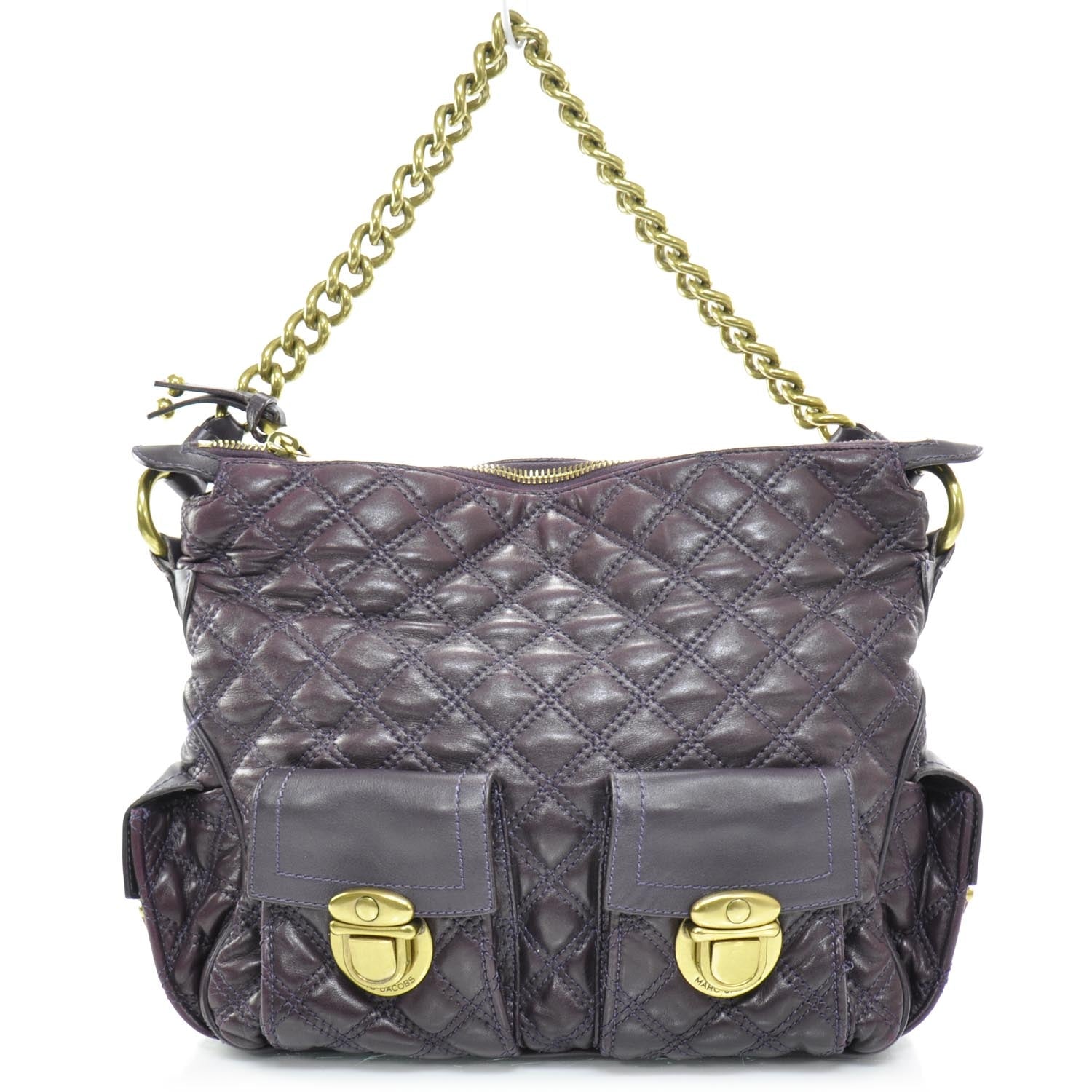 Marc Jacobs Leather Quilted Multipocket Hobo Violet 1 of 8