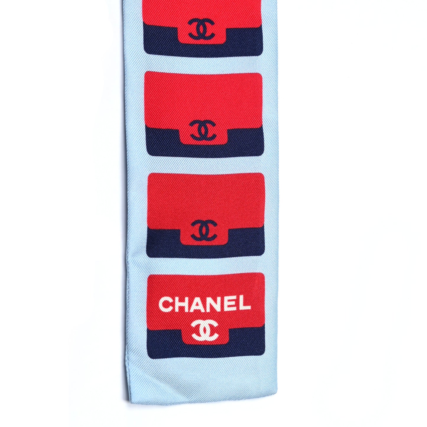 Silk CC Slim Bandeau Scarf Red Pink Blue