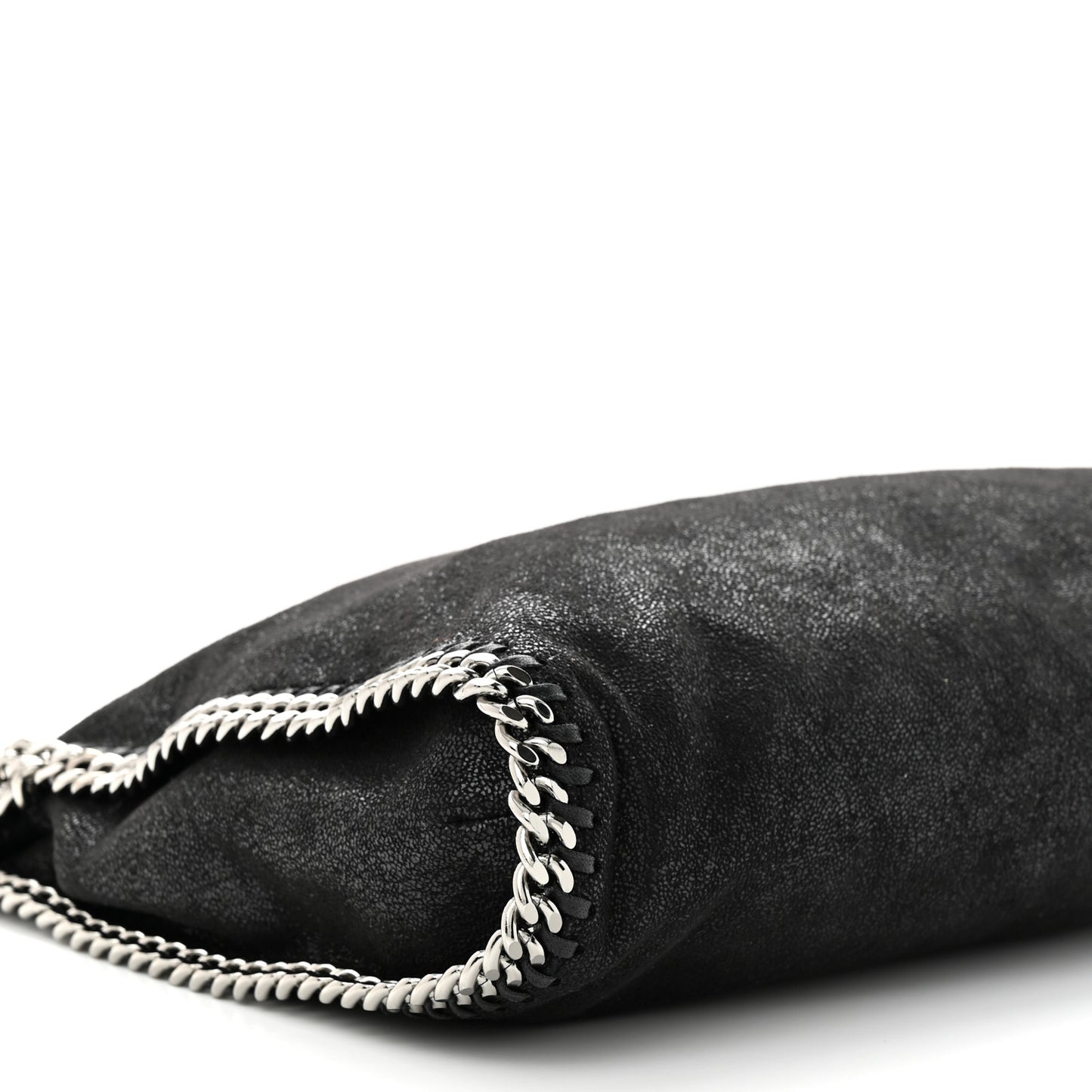 Metallic Shaggy Deer Falabella Fold Over Tote Black