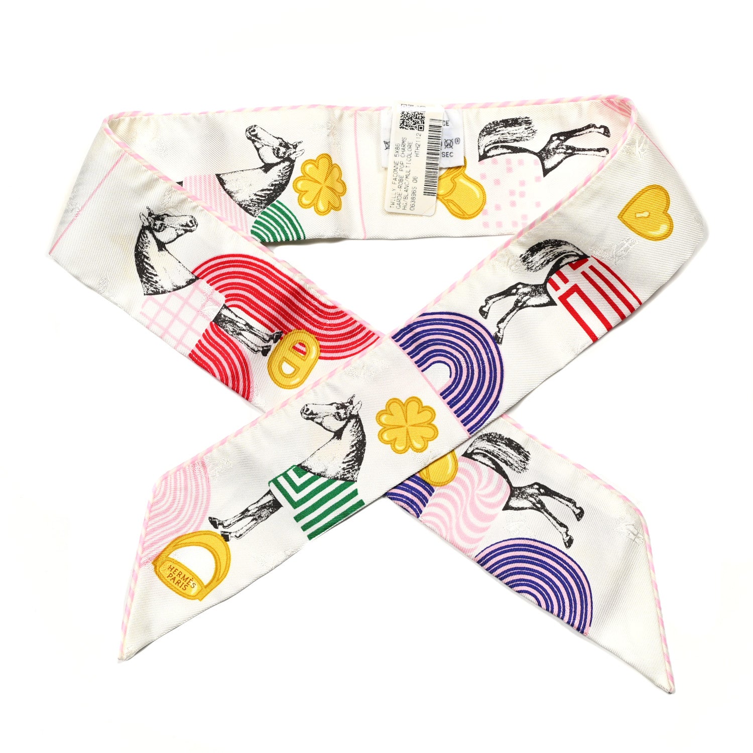 Hermes Silk Garde Robe Pop Charms Twilly White Multicolor 1 of 4