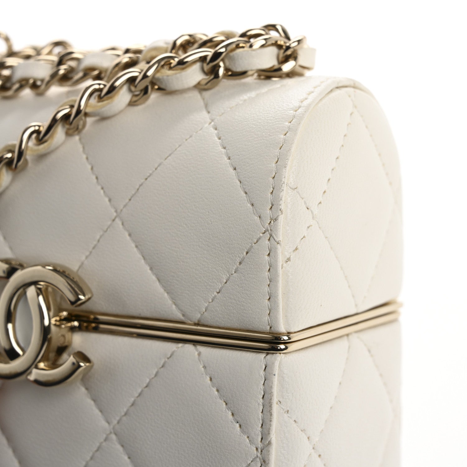 Chanel Lambskin Quilted Small Box With Chain White 15 of 16