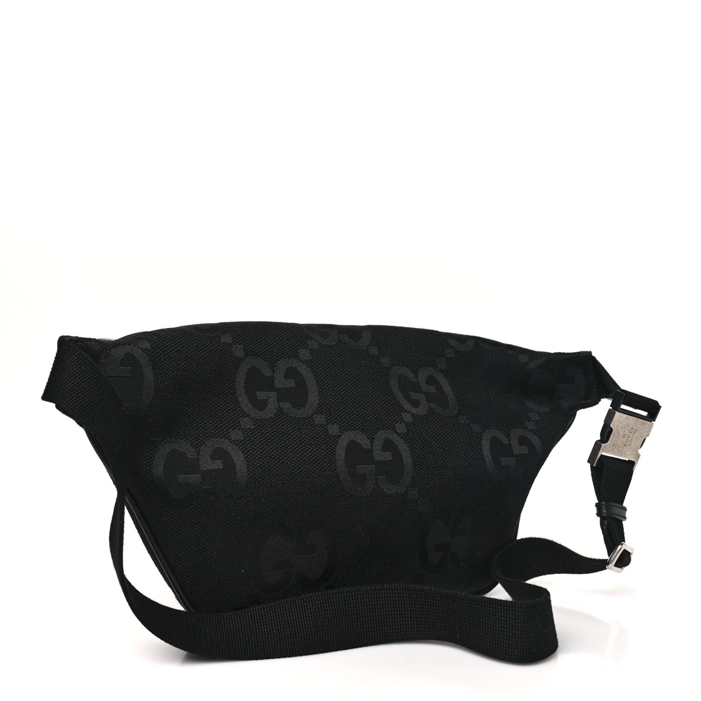 Monogram Jumbo GG Textured Dollar Calfskin Web Belt Bag Black