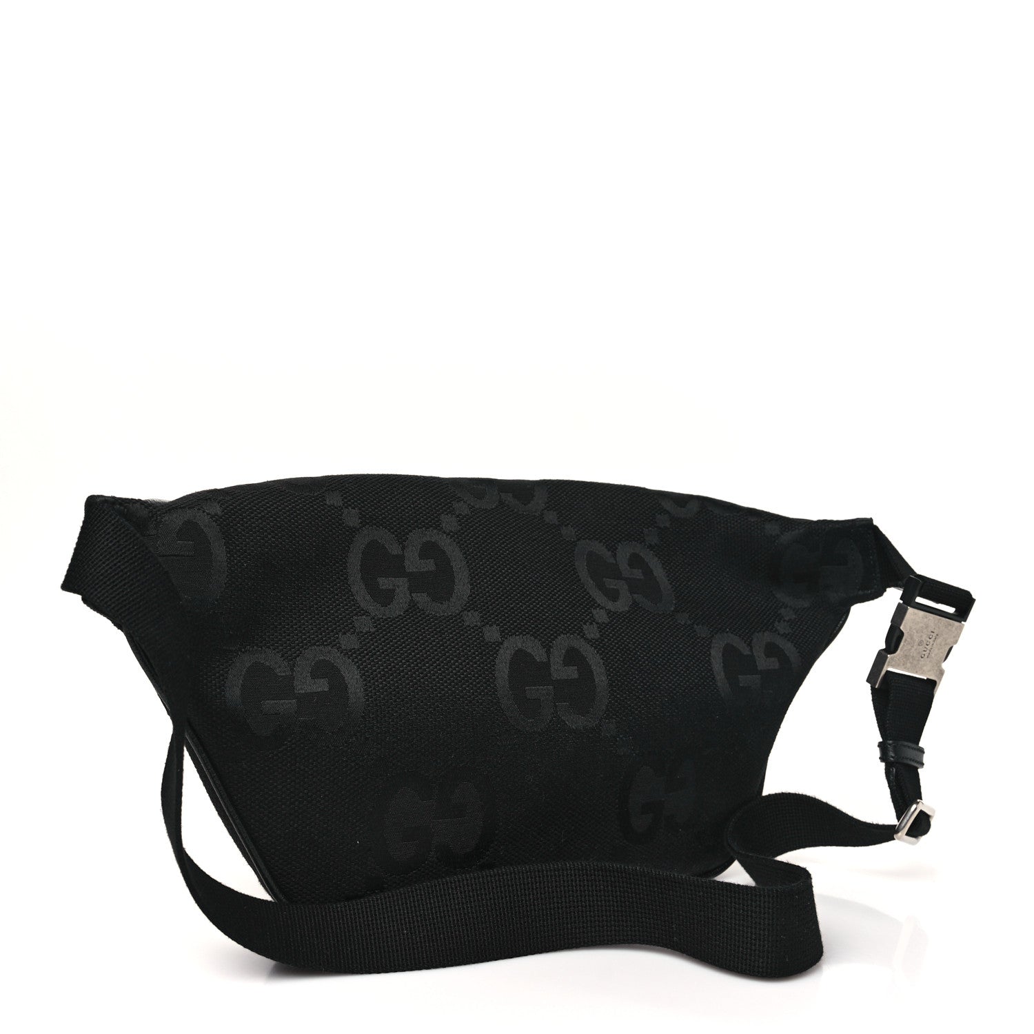 Gucci Monogram Jumbo GG Textured Dollar Calfskin Web Belt Bag Black 3 of 9