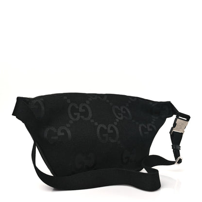 Gucci Monogram Jumbo GG Textured Dollar Calfskin Web Belt Bag Black 3 of 9