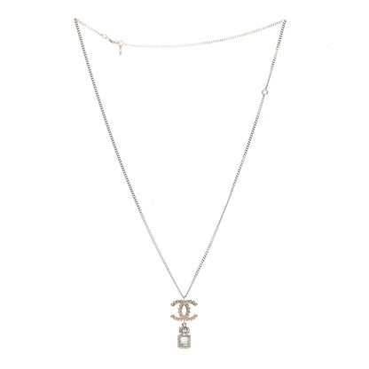Chanel Crystal Pearl CC Necklace Pearly White Gold 3 of 5