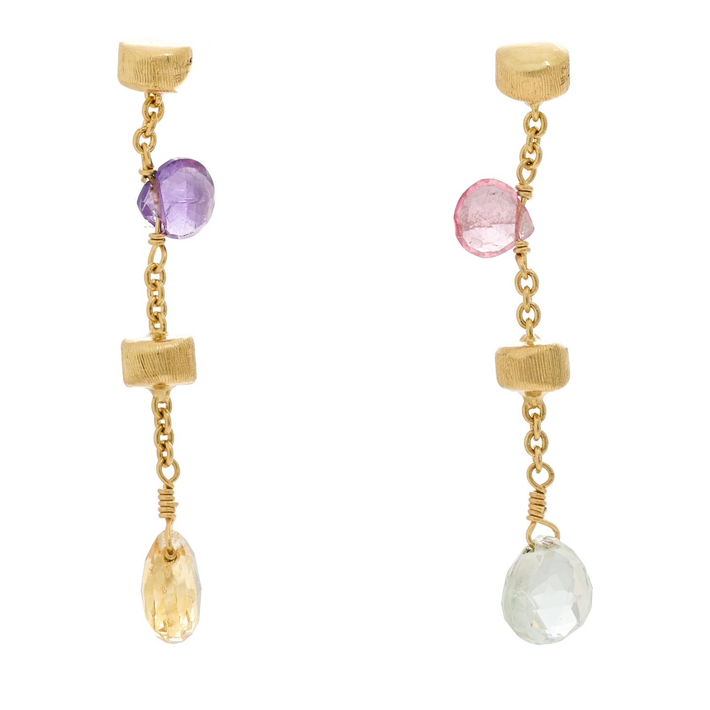 18K Yellow Gold Multi Gemstone Paradise Drop Earrings