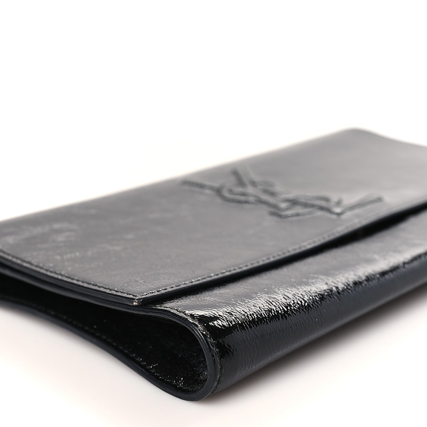 Textured Patent Monogram Large Belle De Jour Clutch Black