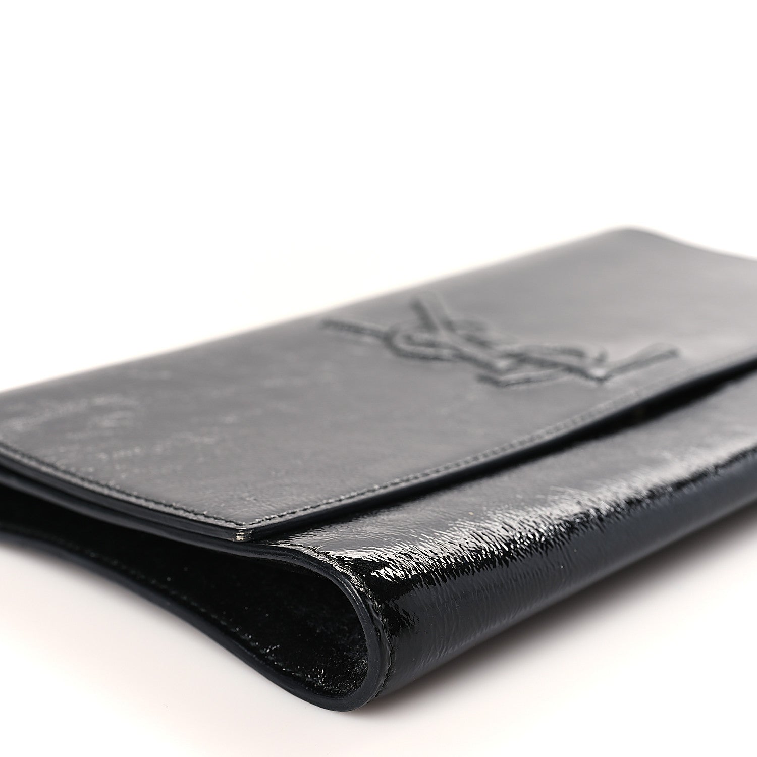 Saint Laurent Textured Patent Monogram Large Belle De Jour Clutch Black 7 of 8