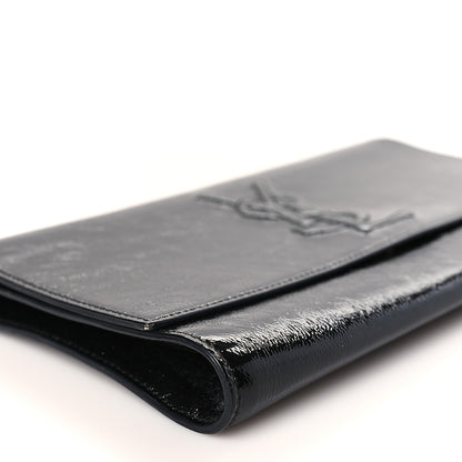 Saint Laurent Textured Patent Monogram Large Belle De Jour Clutch Black 7 of 8