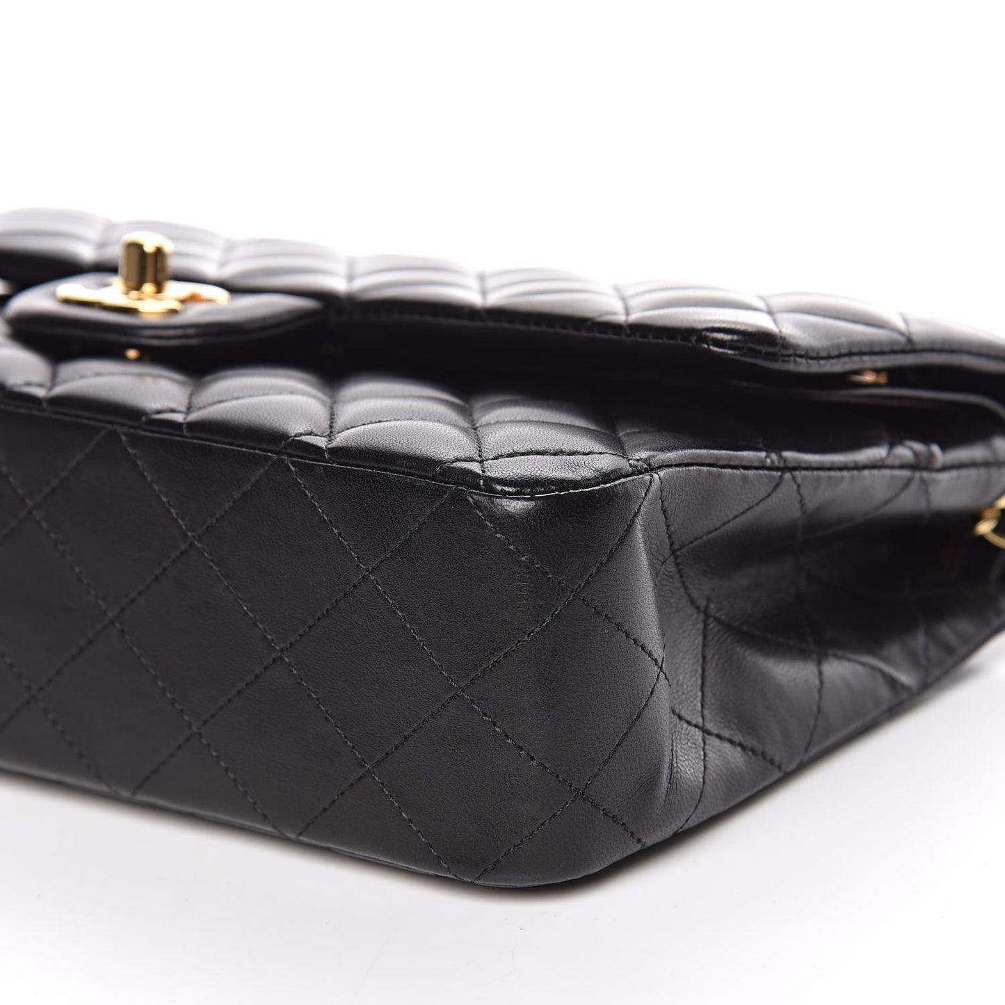 Lambskin Quilted Medium Double Flap Black