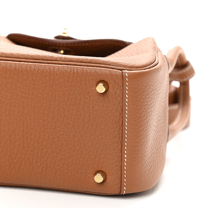 Hermes Taurillon Clemence Mini Lindy 20 Gold 9 of 9