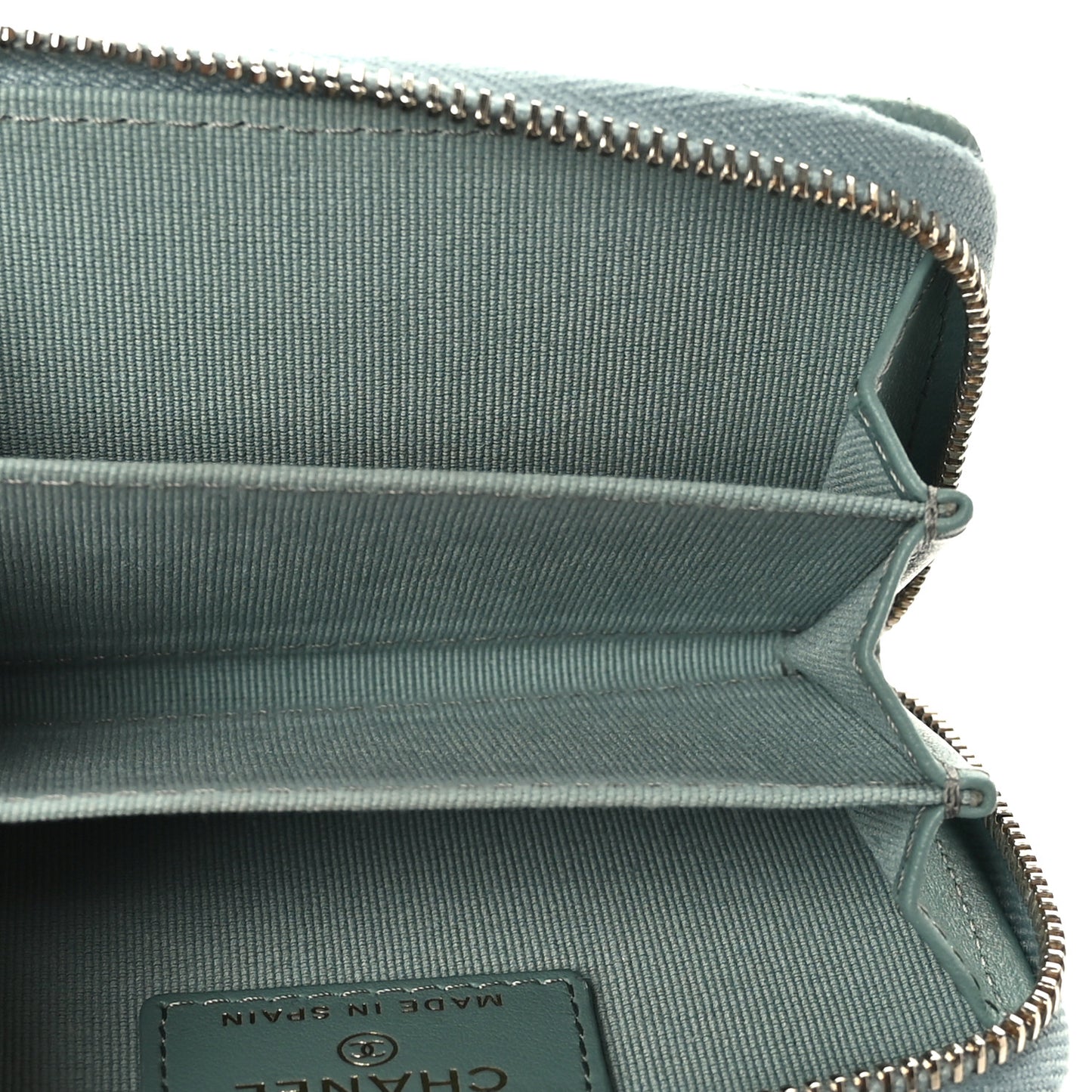 Caviar Quilted Zip Around Coin Purse Wallet Dark Green