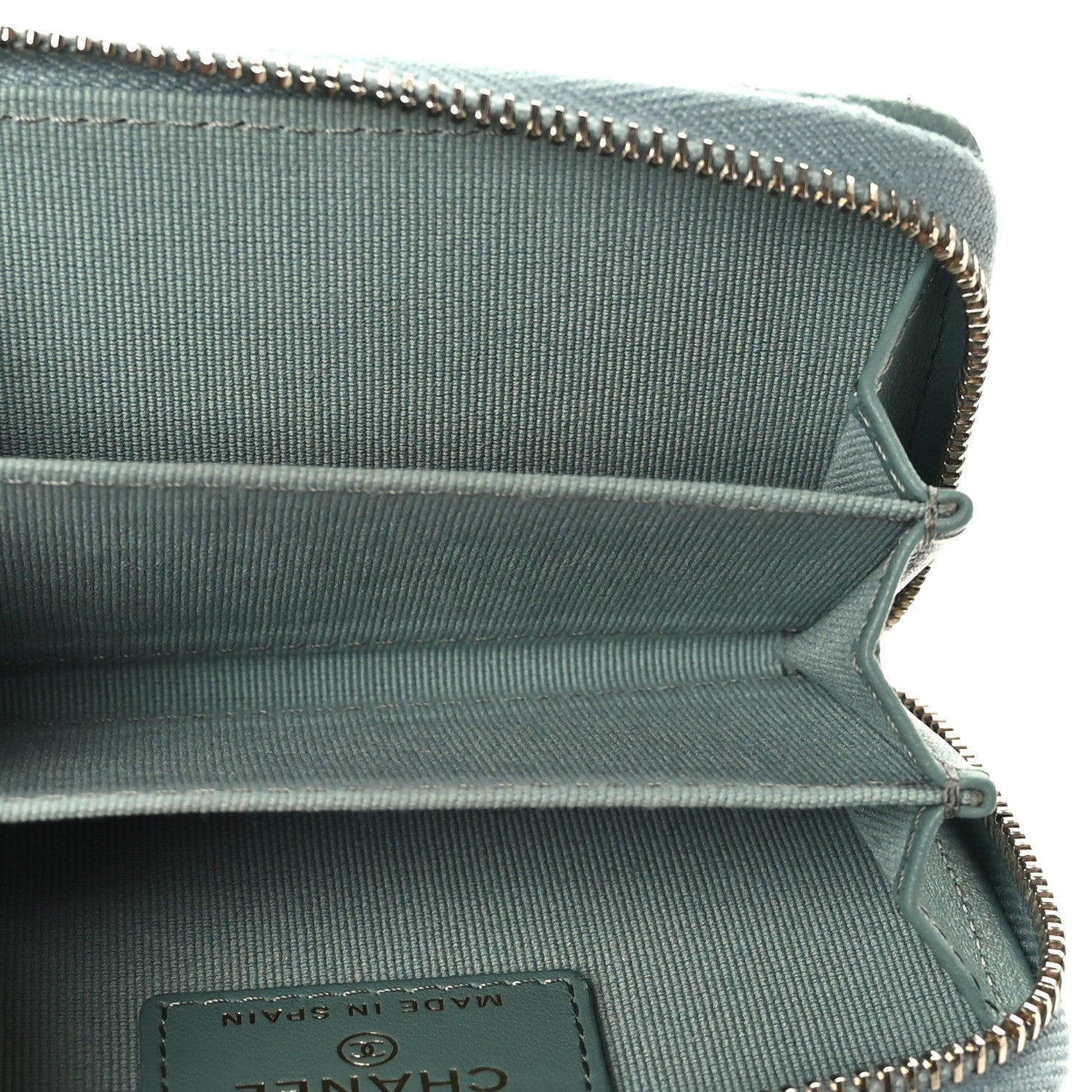 Chanel Caviar Quilted Zip Around Coin Purse Wallet Dark Green 5 of 7