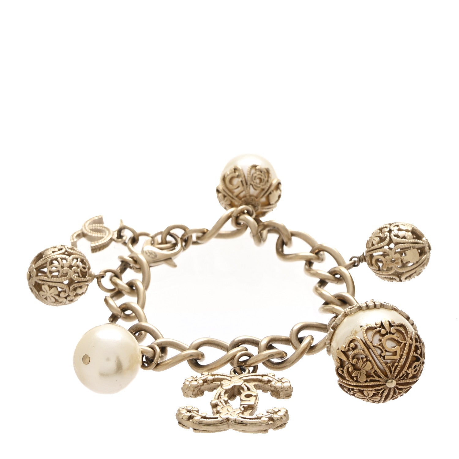 Chanel Metal Pearl CC Bracelet Gold 1 of 5