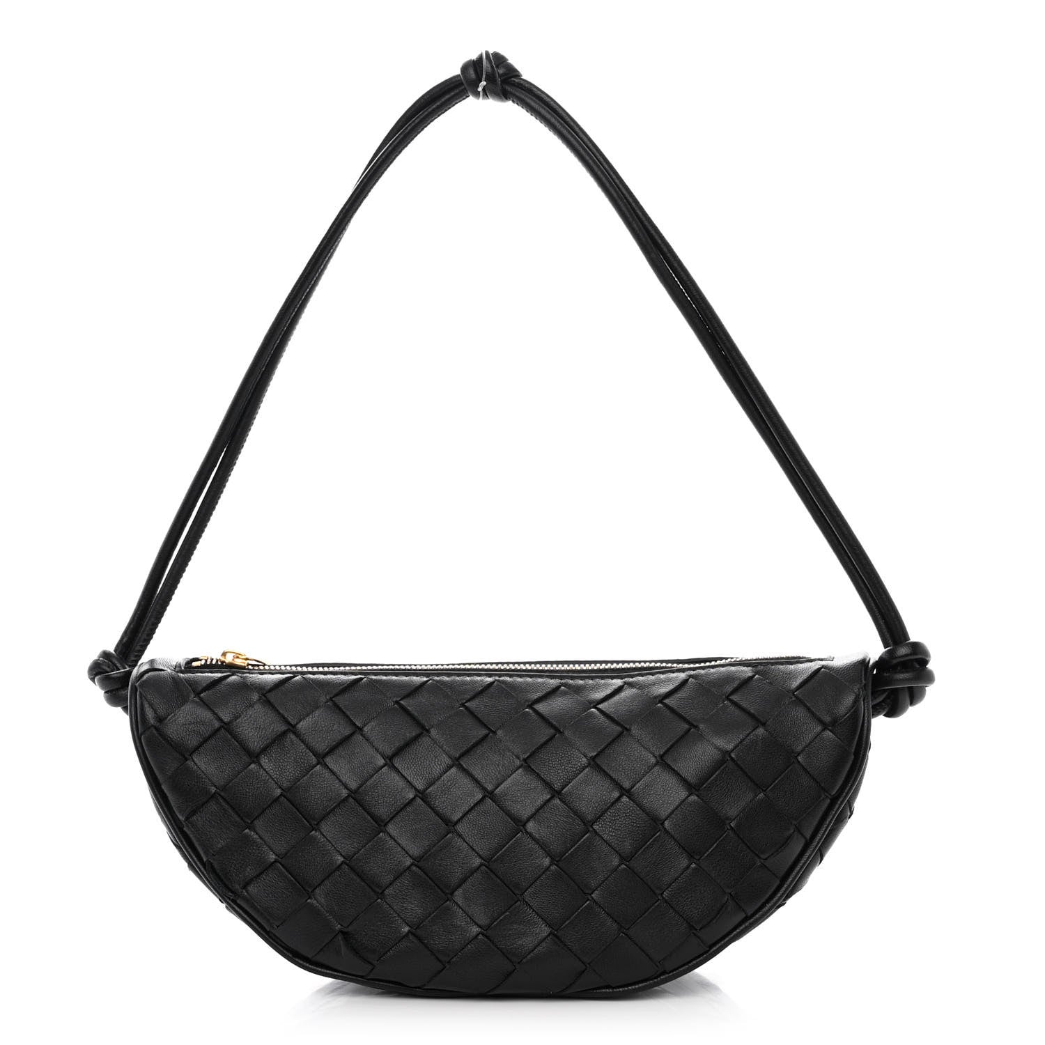 Bottega Veneta Nappa Intrecciato Half Moon Pouch On Strap Black 1 of 9