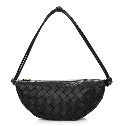 Bottega Veneta Nappa Intrecciato Half Moon Pouch On Strap Black 1 of 9