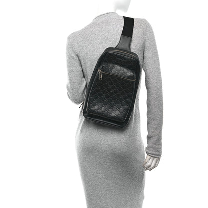 Gucci Guccissima Sling Backpack Black 2 of 10