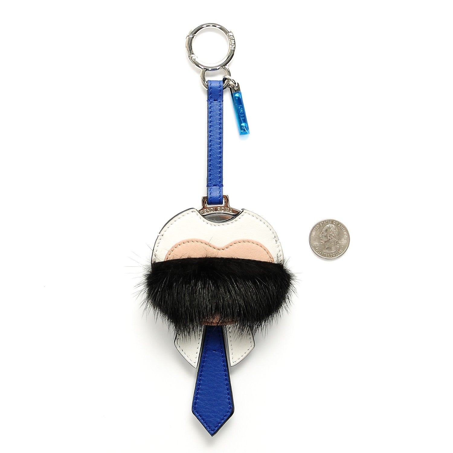 Fendi Mink Fur Karlito Mirror Bag Charm Blue 2 of 4