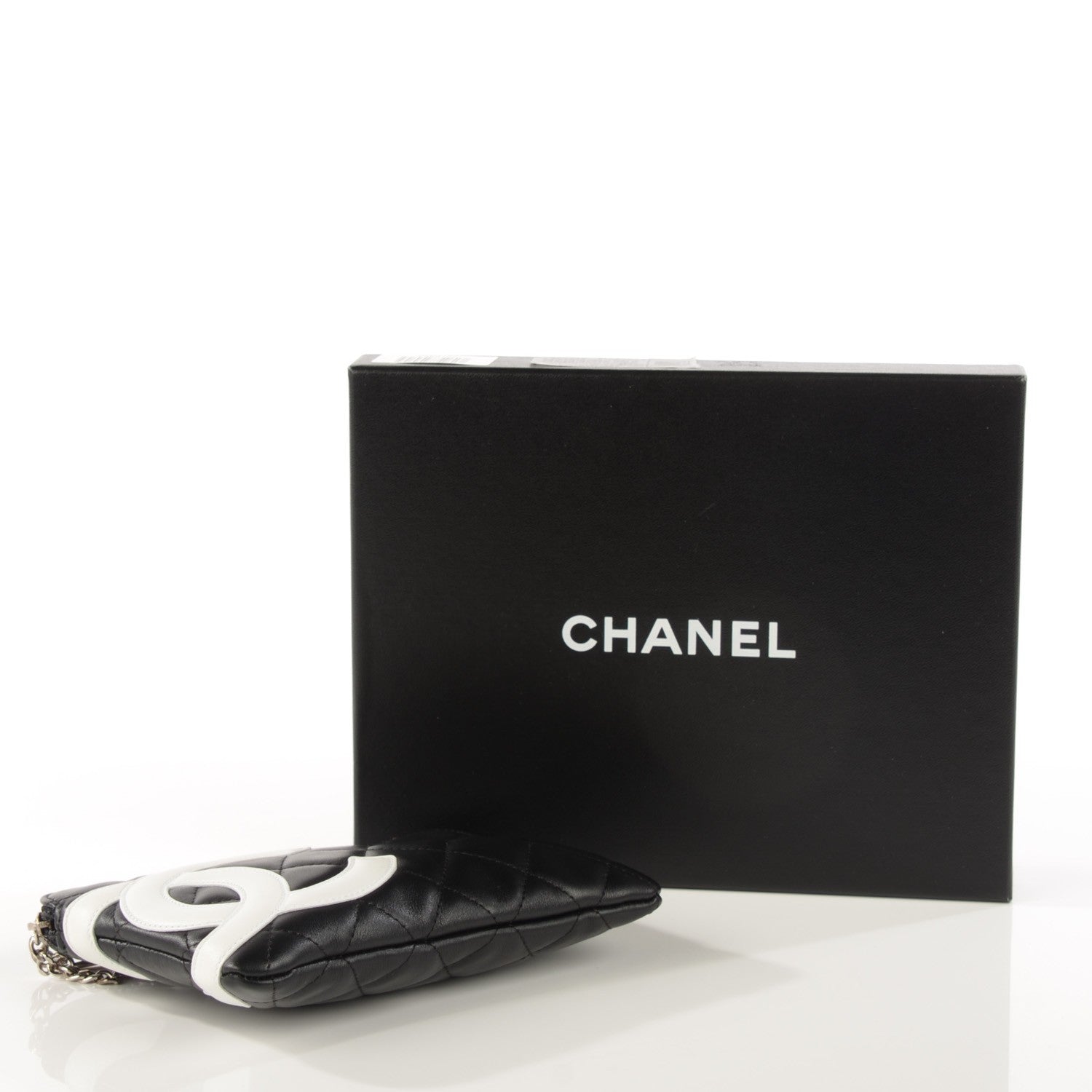 Chanel Calfskin Quilted Cambon Cosmetic Pouch Black White 4 of 7