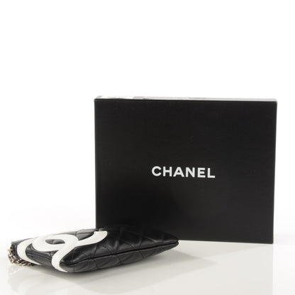 Chanel Calfskin Quilted Cambon Cosmetic Pouch Black White 4 of 7