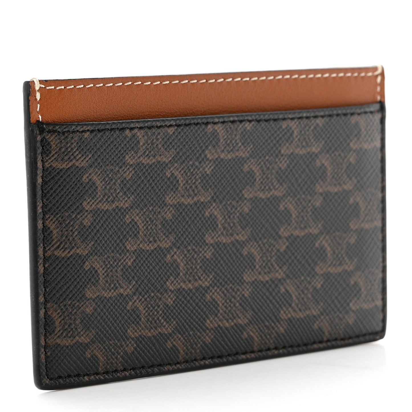 Triomphe Canvas Card Holder Tan