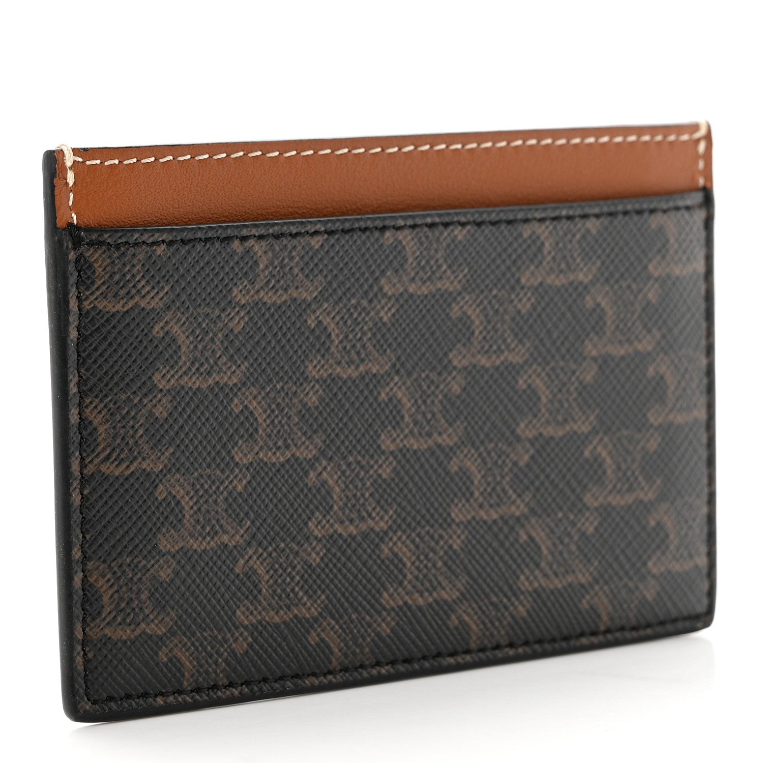 Celine Triomphe Canvas Card Holder Tan 3 of 7