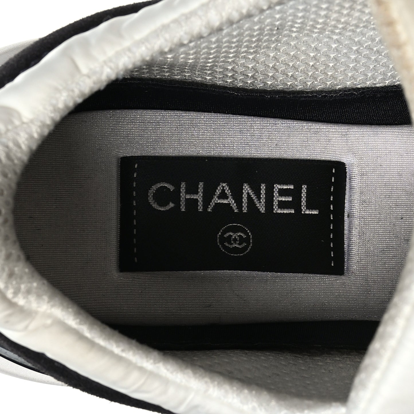 Nylon Suede Calfskin CC Sneakers 38.5 White Dark Grey