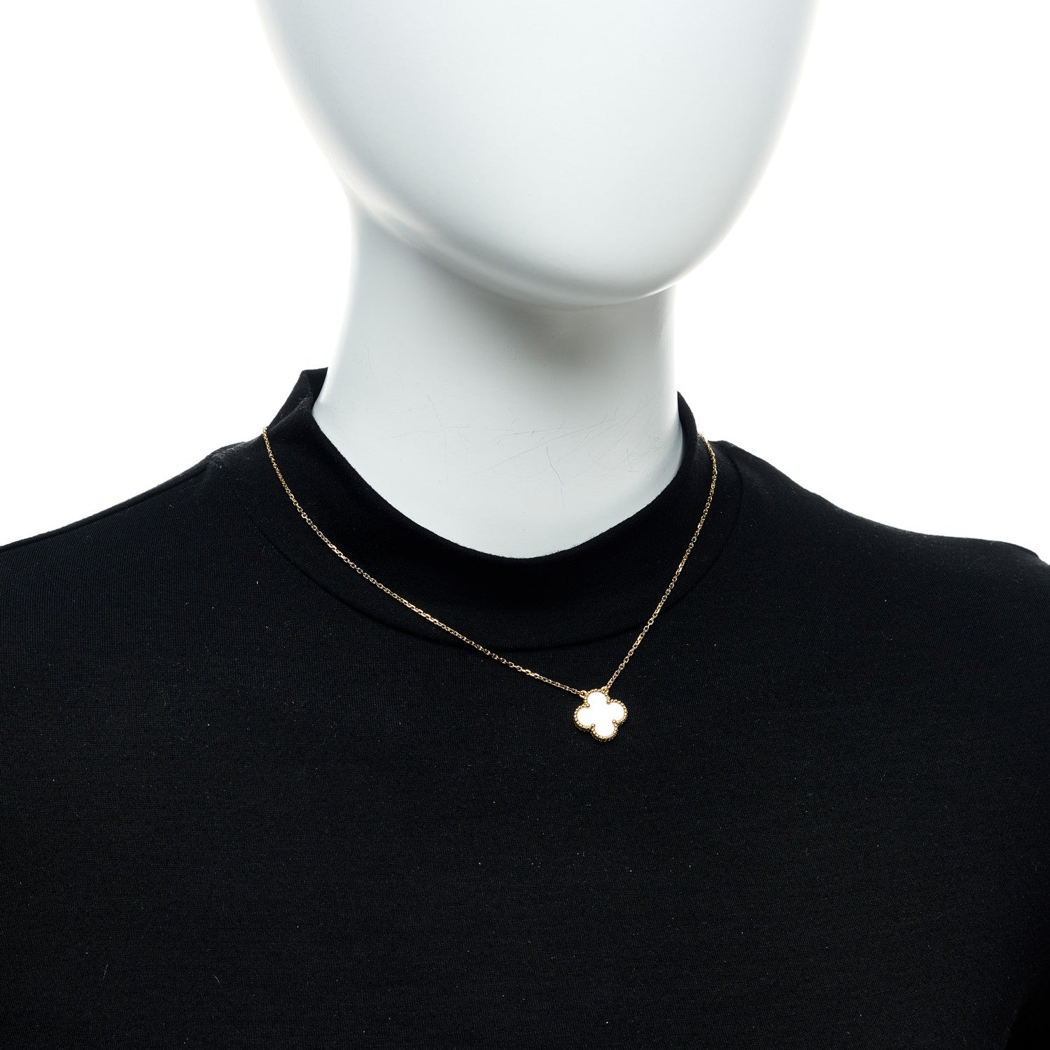 Van Cleef & Arpels 18K Yellow Gold Mother of Pearl Vintage Alhambra Pendant Necklace 2 of 6