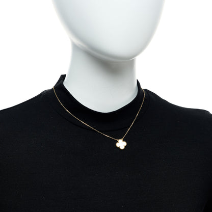 Van Cleef & Arpels 18K Yellow Gold Mother of Pearl Vintage Alhambra Pendant Necklace 2 of 6