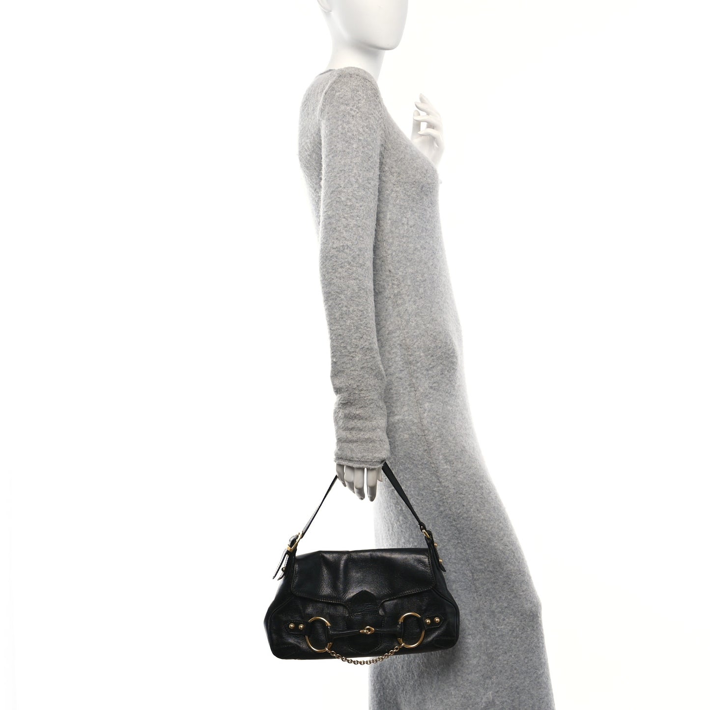 Calfskin Horsebit Flap Bag Black