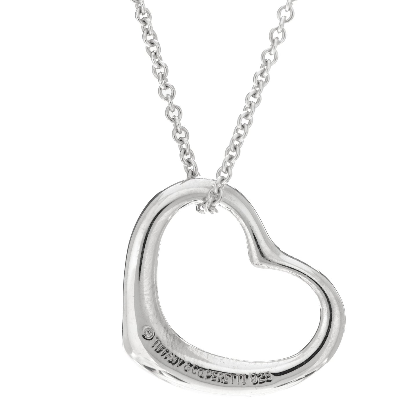 Sterling Silver 22mm Elsa Peretti Open Heart Pendant Necklace